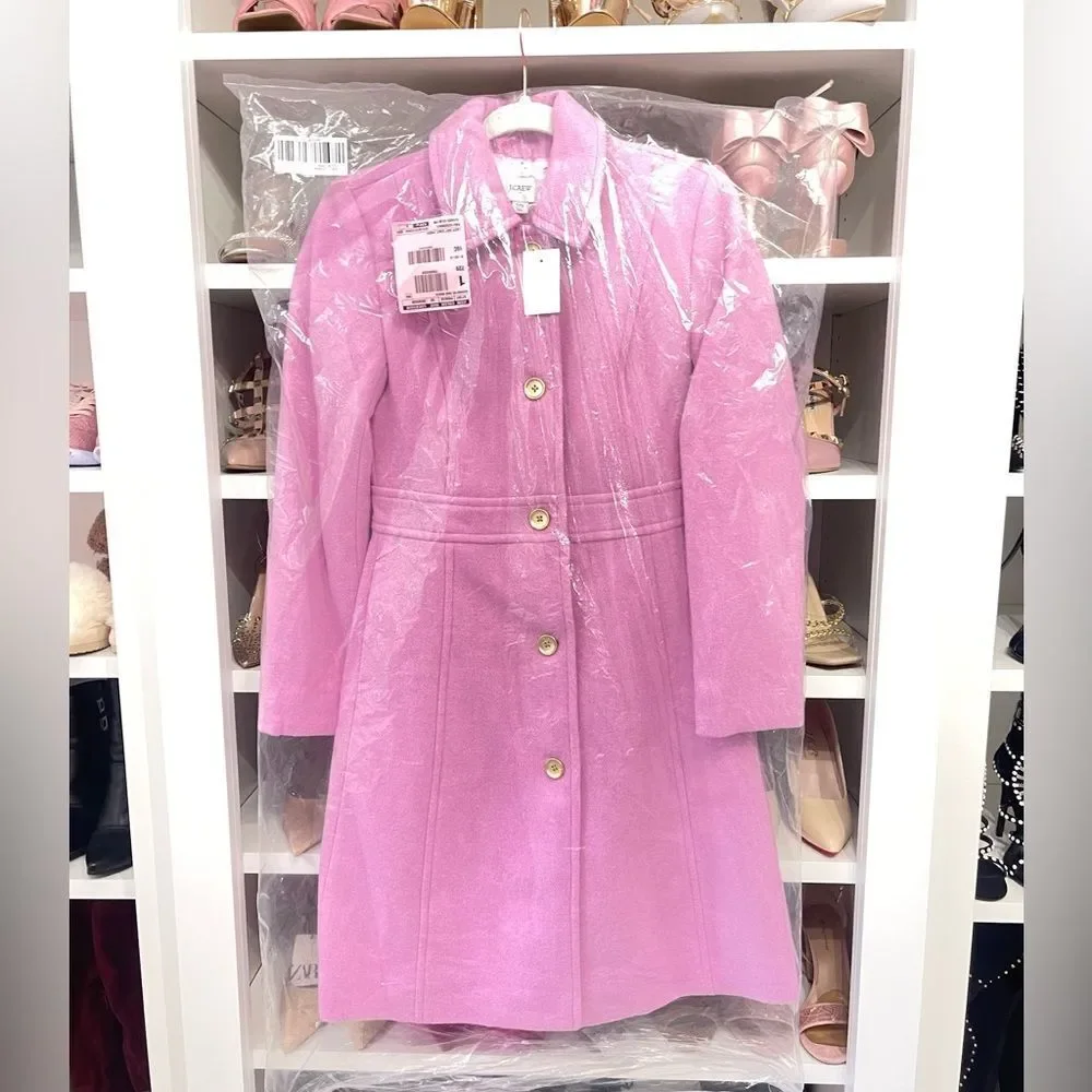Last One NWT PINK J. CREW Wool-blend lady coat